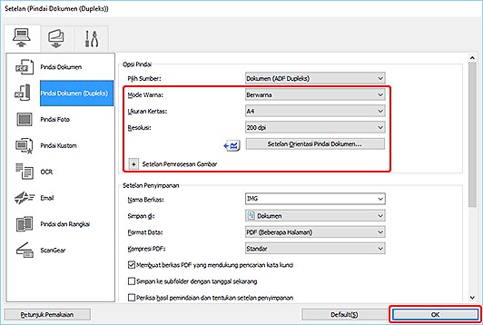 gambar: Kotak dialog Setelan
